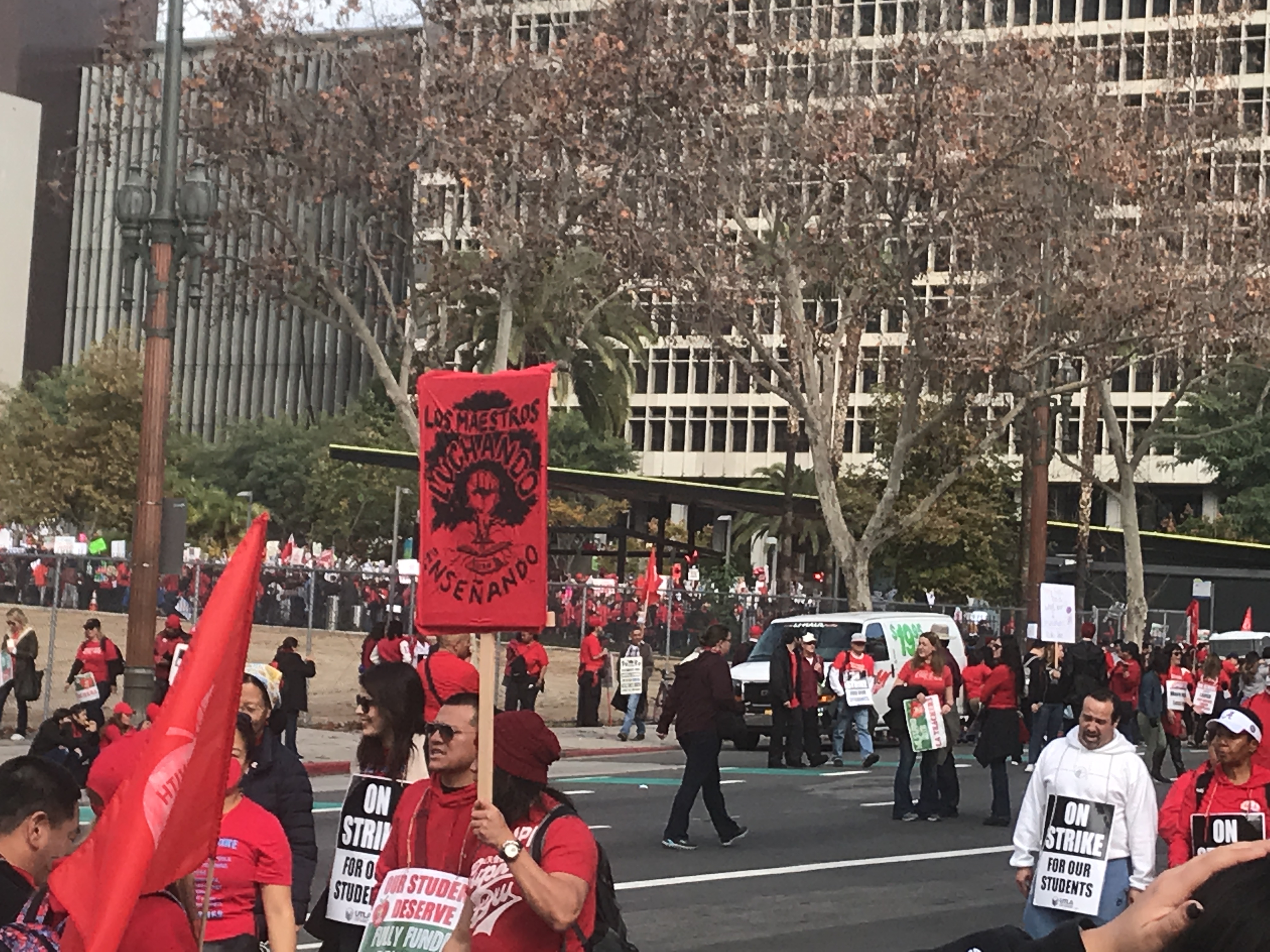 Teachers and students rallying to defend public education