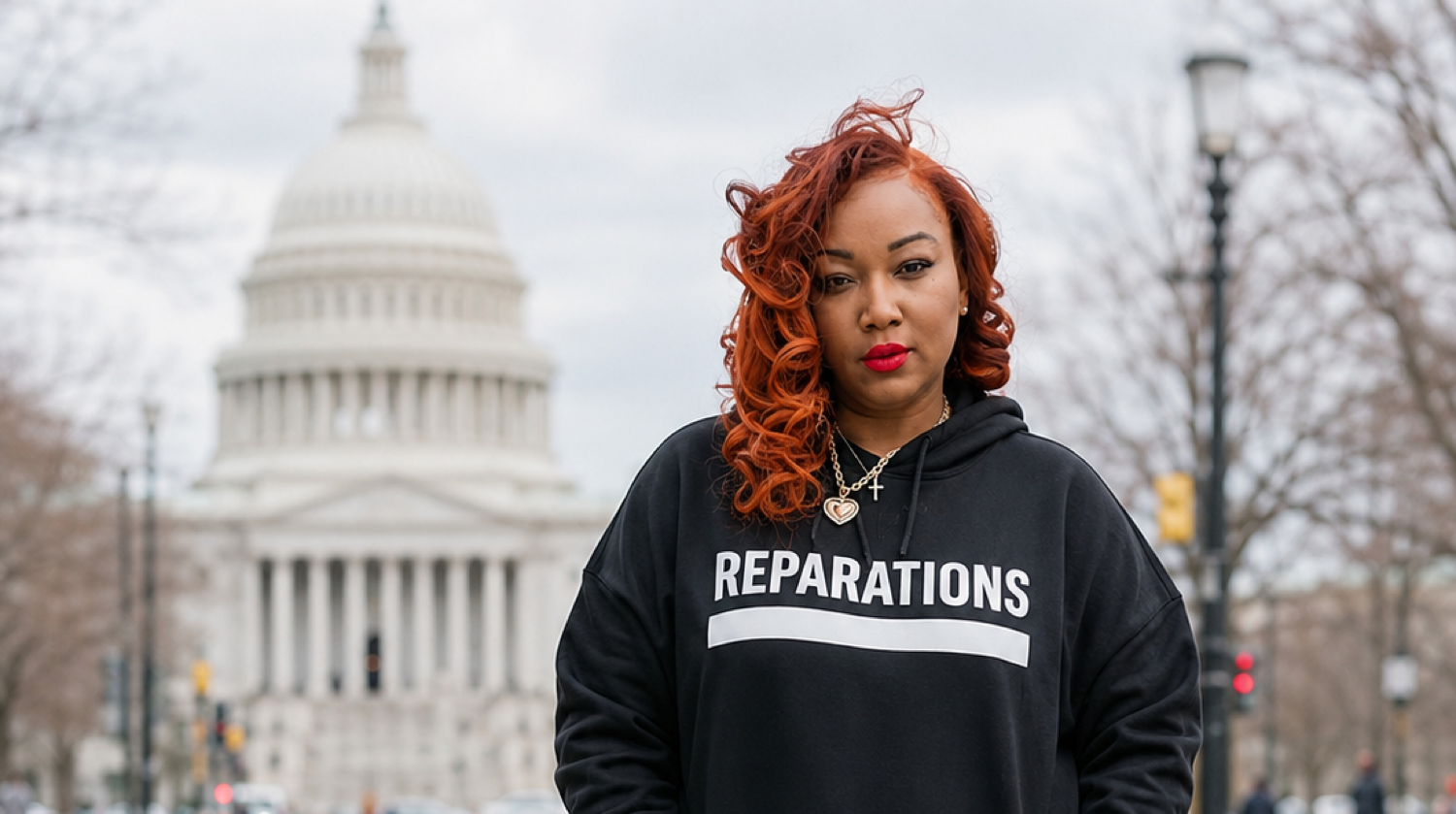 Hannah Naomi Jones advocating for reparations at the U.S. Capitol